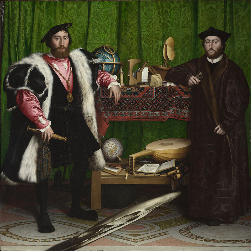 Hans Holbein the Younger, 1497/8 - 1543 Jean de Dinteville and Georges de Selve ('The Ambassadors') 1533 Oil on oak, 207 x 209.5 cm Bought, 1890 NG1314 http://www.nationalgallery.org.uk/paintings/NG1314